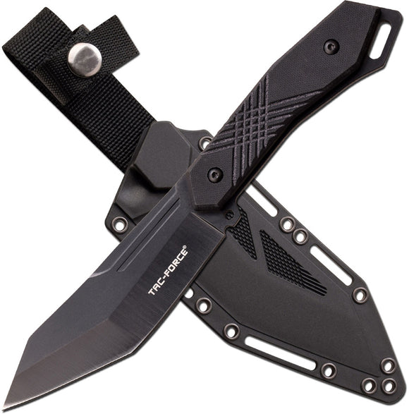 Tac Force Black G10 Stainless Steel Drop Point Fixed Blade Knife FIX019BK
