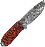 Takumitak Takumi Orange & Black Cord Wrapped 3Cr13 Fixed Blade Knife w/ Sheath F103ORCS