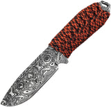 Takumitak Takumi Orange & Black Cord Wrapped 3Cr13 Fixed Blade Knife w/ Sheath F103ORCS