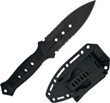 Takumitak Unrestricted Black FRN 3Cr13 Stainless Serrated Fixed Blade Knife w/ Sheath F316