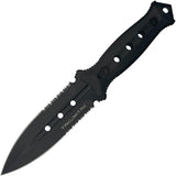 Takumitak Unrestricted Black FRN 3Cr13 Stainless Serrated Fixed Blade Knife w/ Sheath F316