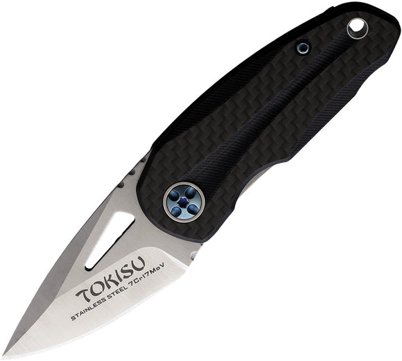 Tokisu Linerlock Black G10 & CF Folding 7Cr17MoV Steel Pocket Knife 18684