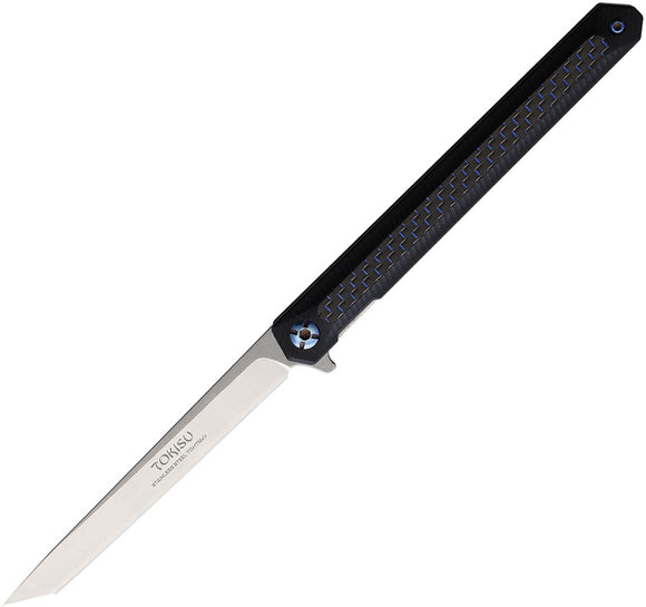 Tokisu Linerlock Black & Blue G10 Folding 7Cr17MoV Steel Pocket Knife 18721