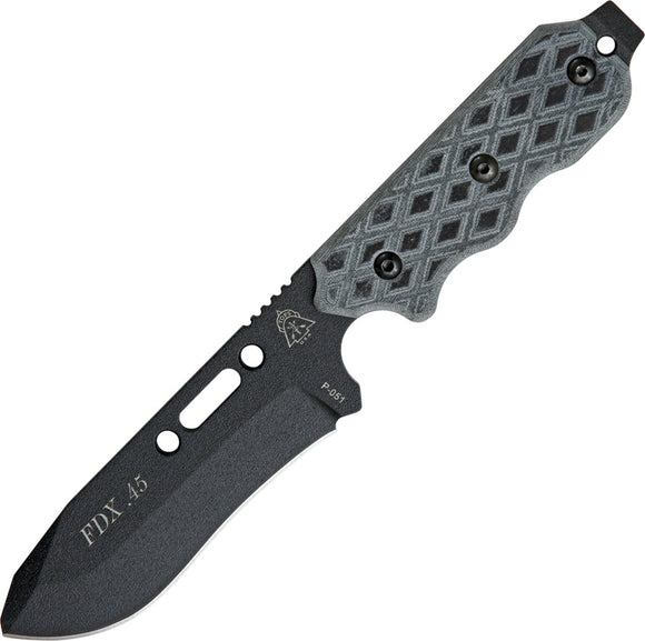 TOPS FDX Field Duty Extreme 45 Black Fixed Carbon Steel Hunter Blade Knife FDX45