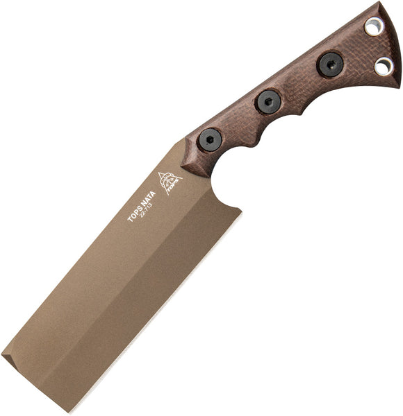 TOPS Nata Black & Brown Micarta Midnight Bronze 1095 Fixed Blade Knife TNAT02