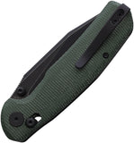TRIVISA Hornet Axis Lock Green Canvas Micarta Folding 14C28N Pocket Knife JM01GM14
