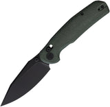 TRIVISA Hornet Axis Lock Green Canvas Micarta Folding 14C28N Pocket Knife JM01GM14