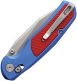 TRIVISA Hornet Axis Lock Blue Aluminum & Red G10 Folding 14C28N Pocket Knife JM01LA14