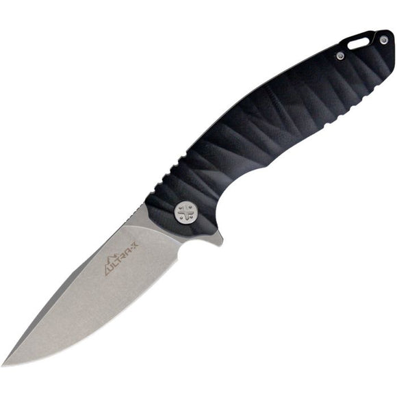 Ultra-X Ripple Linerlock Black G10 Folding D2 Steel Pocket Knife HK214H