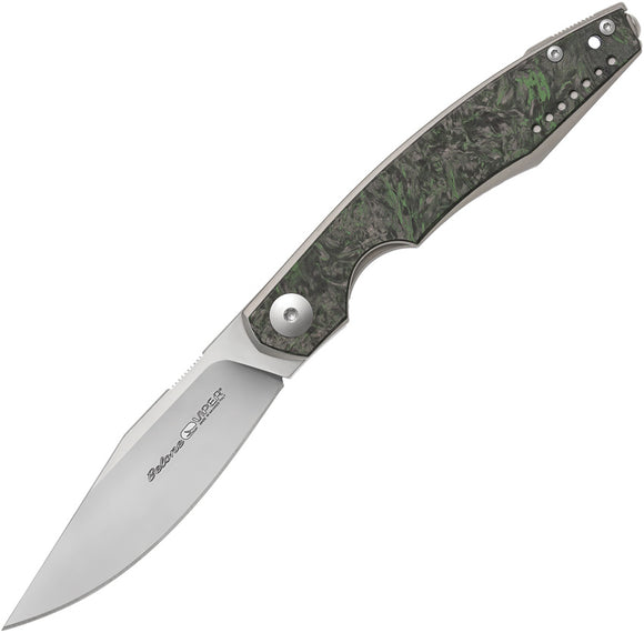 Viper Belone Linerlock Green Carbon Fiber & Titanium Folding M390 Knife 5970TIFC