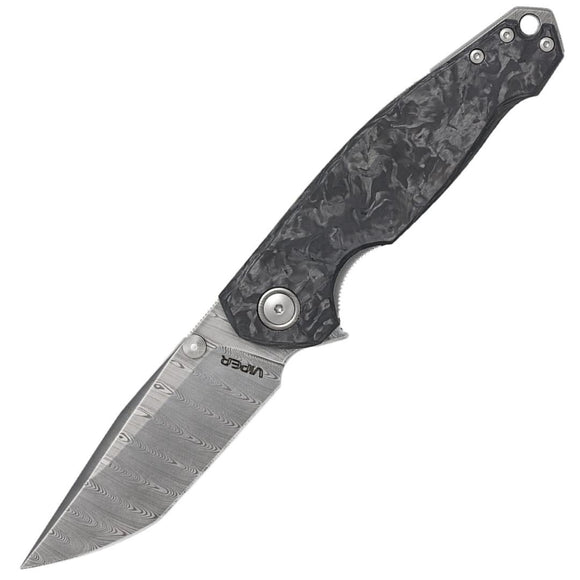 Viper Katla Linerlock Carbon Fiber Folding Damascus Pocket Knife A5980FCM