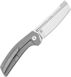 Vanguard Nakiri Framelock Gray Titanium & Timascus Folding Stonewash M390 Knife G036