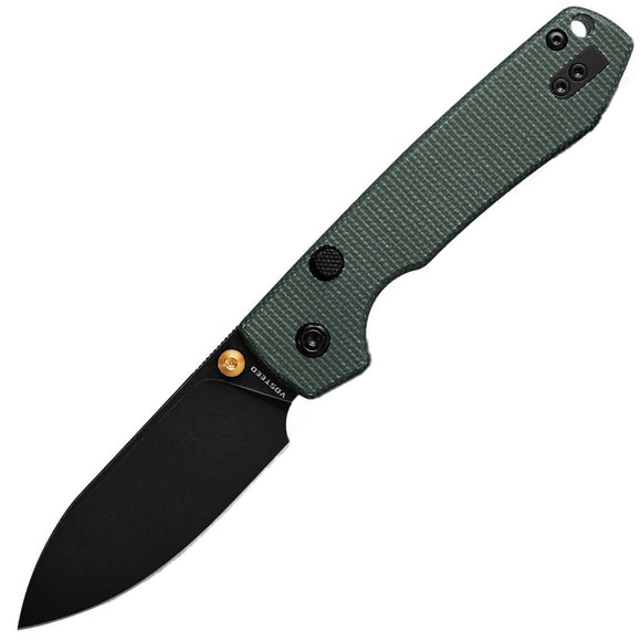 Vosteed Raccoon Top Linerlock Green Micarta Folding Black 14C28N Pocket Knife A2901