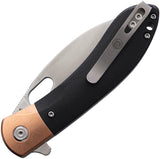 Vosteed Nightshade Linerlock Black Micarta & Copper Folding Elmax Knife NSK001