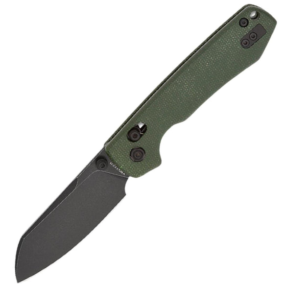 Vosteed Raccoon Crossbar Lock Green Micarta Folding Black 14C28N Knife RCCVPM5