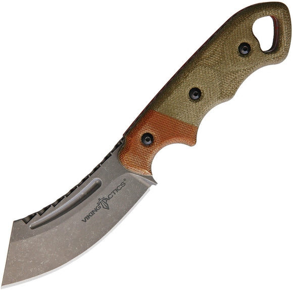 Viking Tactics The Patriot Green & Brown Micarta 1095HC Fixed Blade Knife K3P