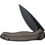 We Knife Kitefin Button Lock LTD Black & Gold Ripple Titanium Folding 20CV Knife 19002M1