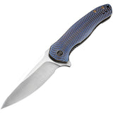 We Knife Kitefin Framelock Blue & Black Titanium Folding CPM-S35VN Pocket Knife 2001D