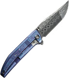 We Knife Ezinta Framelock Crystalized Titanium Folding Damasteel Pocket Knife 22041DS1