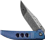We Knife Ezinta Framelock Crystalized Titanium Folding Damasteel Pocket Knife 22041DS1