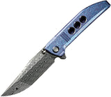 We Knife Ezinta Framelock Crystalized Titanium Folding Damasteel Pocket Knife 22041DS1