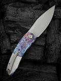 We Knife Sine Wave Linerlock Flamed & Satin Titanium Folding Bohler M390 Knife 23069B4