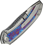 We Knife Winsome Framelock Gray Titanium & Timascus Folding Damasteel Knife 23092DS1