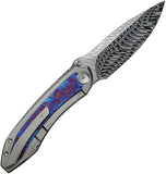 We Knife Winsome Framelock Gray Titanium & Timascus Folding Damasteel Knife 23092DS1