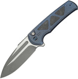 We Knife Sylox Button Lock Blue Titanium & Shredded Carbon Fiber Folding M390 Knife 240272