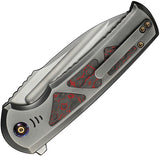 We Knife Sylox Button Lock Titanium & Lava Flow Carbon Fiber Folding M390 Knife 240273