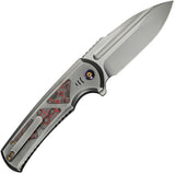We Knife Sylox Button Lock Titanium & Lava Flow Carbon Fiber Folding M390 Knife 240273
