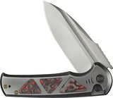 We Knife Sylox Button Lock Titanium & Lava Flow Carbon Fiber Folding M390 Knife 240273