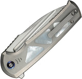 We Knife Sylox Button Lock Gray Titanium & Mother of Pearl Folding M390 Knife 240274