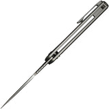 We Knife Sylox Button Lock Gray Titanium & Mother of Pearl Folding M390 Knife 240274