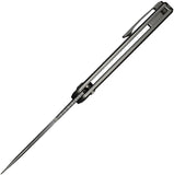 We Knife Sylox Button Lock Titanium & Mother of Pearl Folding Damasteel Knife 24027DS1