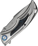 We Knife Tighe Down Button Lock Gray Titanium & Blue Carbon Fiber Folding M390 Knife 240541