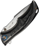 We Knife Tighe Down Button Lock Polished Gray Titanium & Rose Carbon Fiber Folding M390 Knife 240542