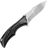We Knife Tighe Down Button Lock Polished Gray Titanium & Rose Carbon Fiber Folding M390 Knife 240542
