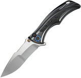 We Knife Tighe Down Button Lock Polished Gray Titanium & Rose Carbon Fiber Folding M390 Knife 240542