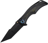 We Knife Tighe Down Button Lock Black Titanium & Yellow Carbon Fiber Folding M390 Knife 24054B1