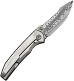 We Knife Ryson Framelock Gray Titanium Folding Damasteel Pocket Knife 24086DS1