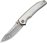 We Knife Ryson Framelock Gray Titanium Folding Damasteel Pocket Knife 24086DS1