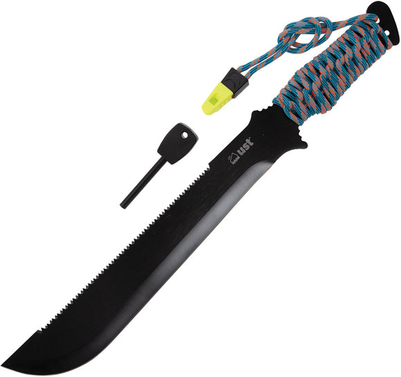 UST Paracuda Pro Blue & Grey Paracord Stainless Fixed Blade Knife 26229