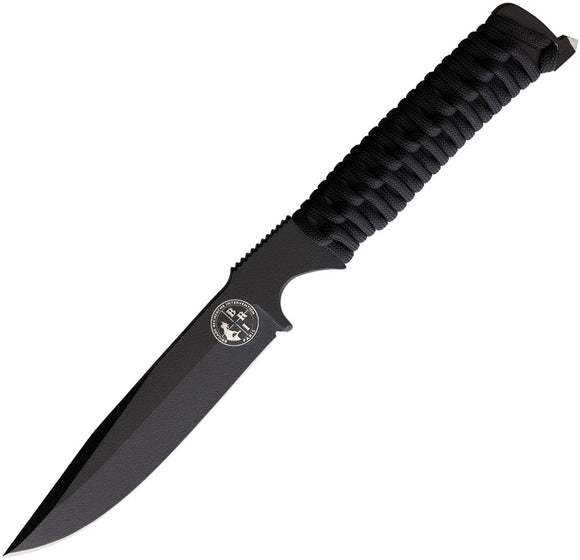 WildSteer Tactical BRI Black Paracord 14C28N Steel Fixed Blade Knife BRI3113