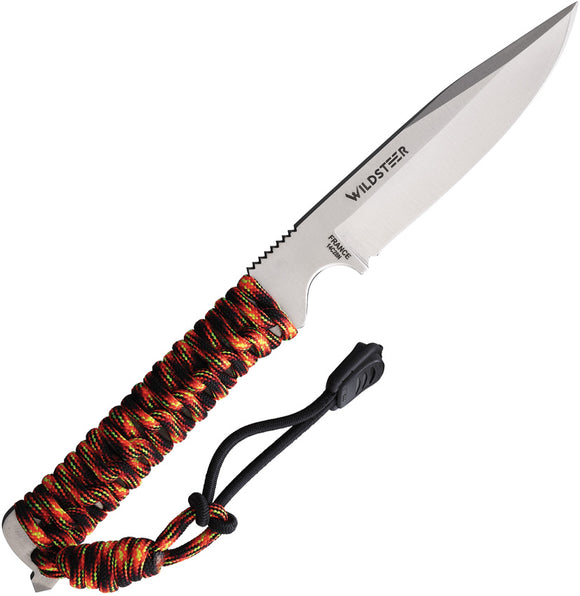 WildSteer Crazy Tech Orange Paracord 14C28N Steel Fixed Blade Knife WT40125