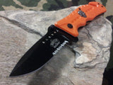 8" Master Pocket Knife Assisted Open Orange Rescue Skull Medallion - A010OR