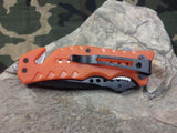 8" Master Pocket Knife Assisted Open Orange Rescue Skull Medallion - A010OR
