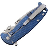 DPx Gear HEST F Framelock Blue Titanium Folding Bohler M390 Pocket Knife HSF010
