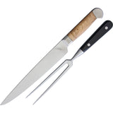 Ferrum Estate 2pc Fixed Carving Maple Wood Handle Knife & Fork Kitchen Set E0200