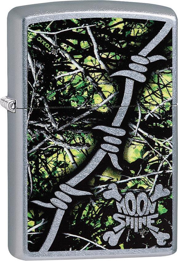 Zippo Lighter Moon Shine Toxic Green & Barbed Wire Design